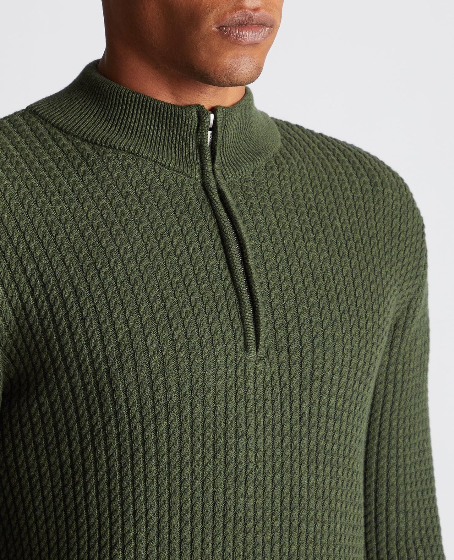 Tapered Fit Cotton Half Zip Sweater