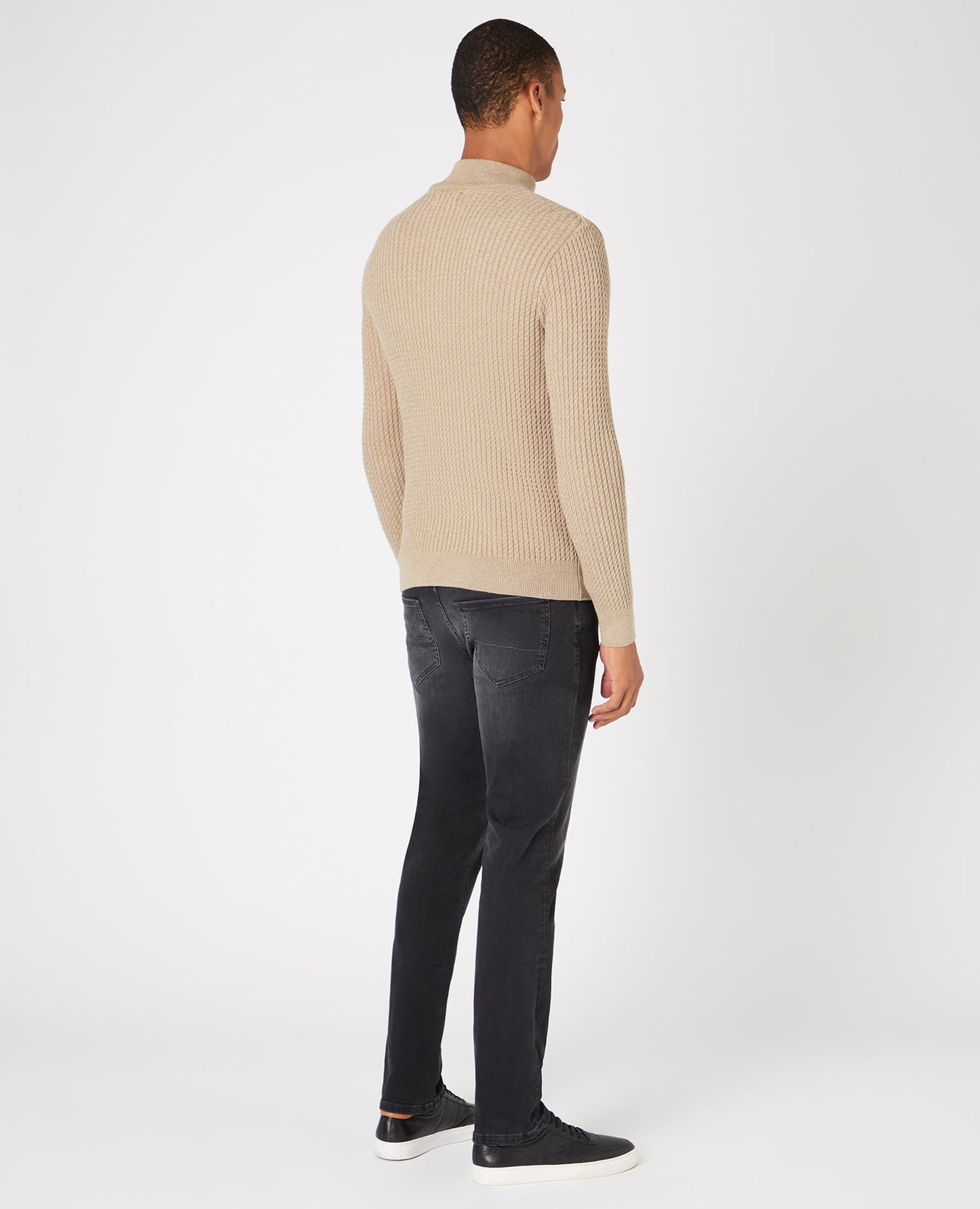 Tapered Fit Cotton Half Zip Sweater