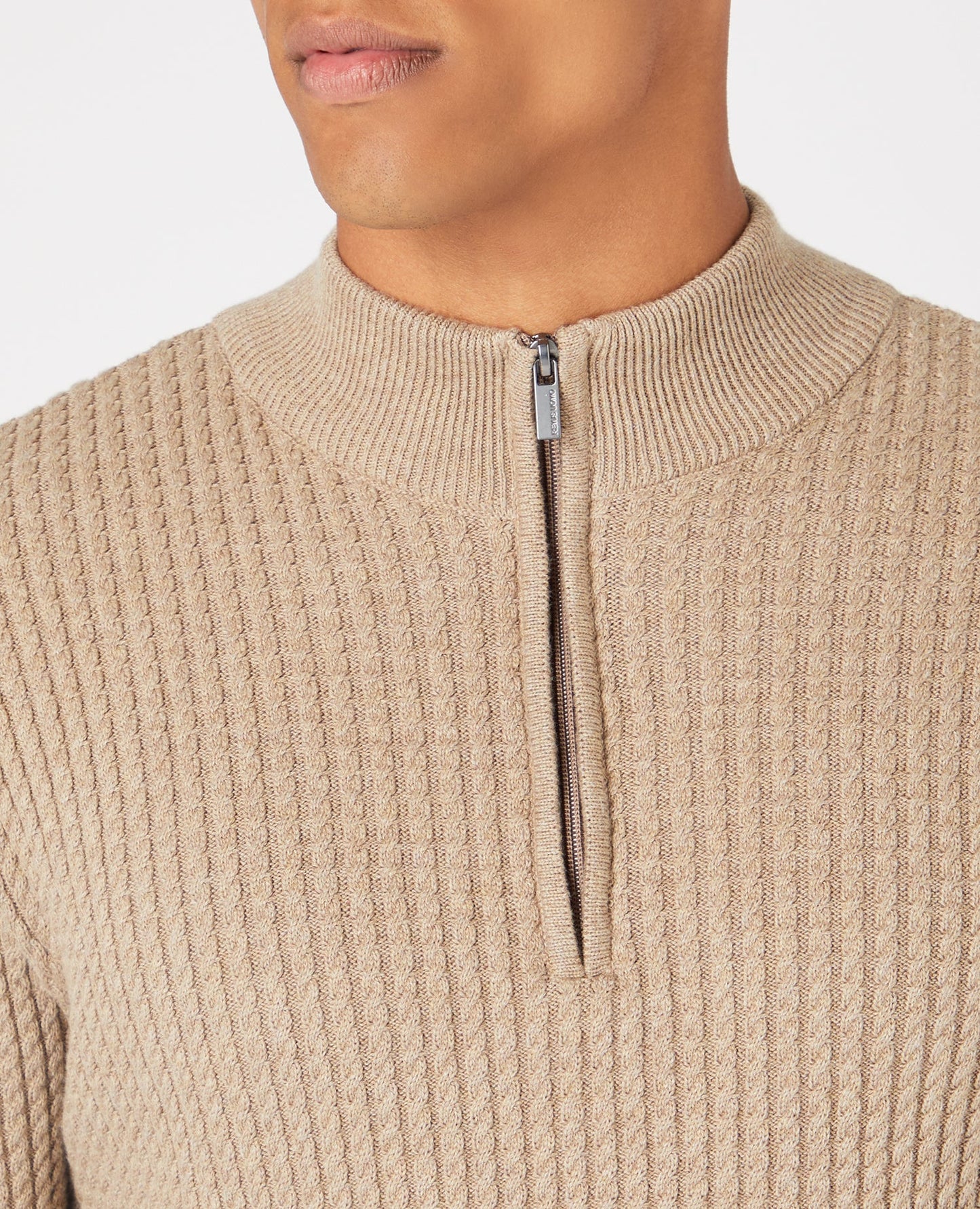 Tapered Fit Cotton Half Zip Sweater