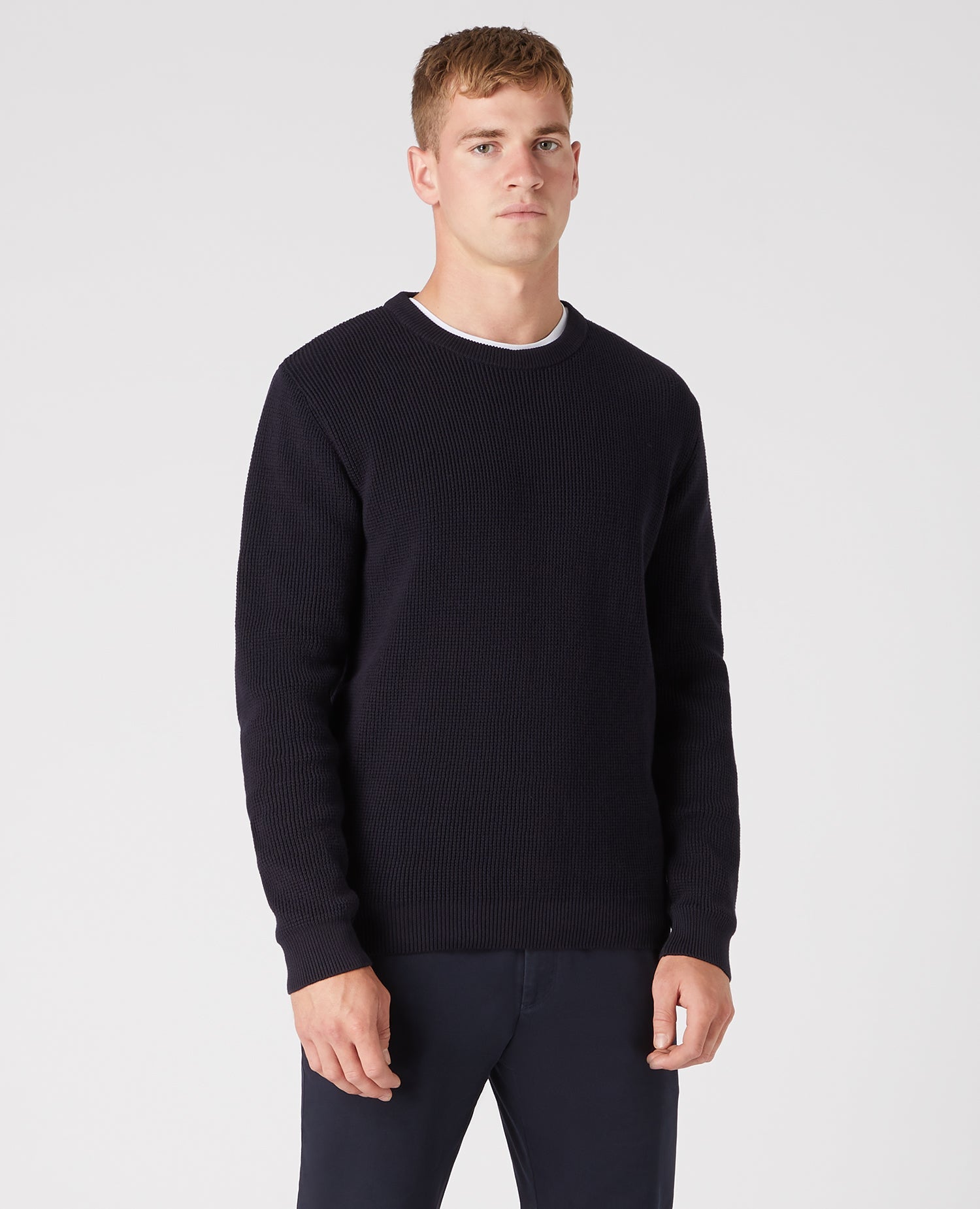 Tapered Fit Cotton-Rich Crew Neck Sweater