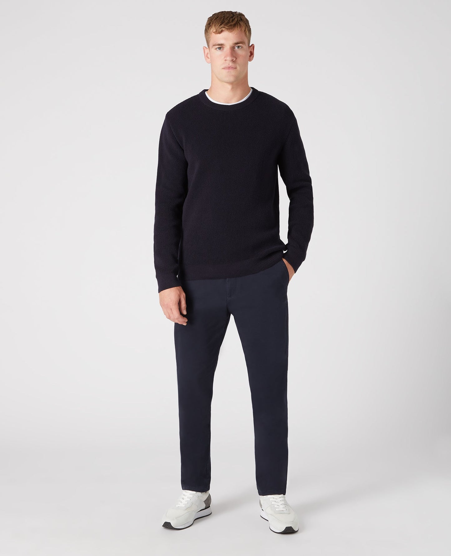 Tapered Fit Cotton-Rich Crew Neck Sweater