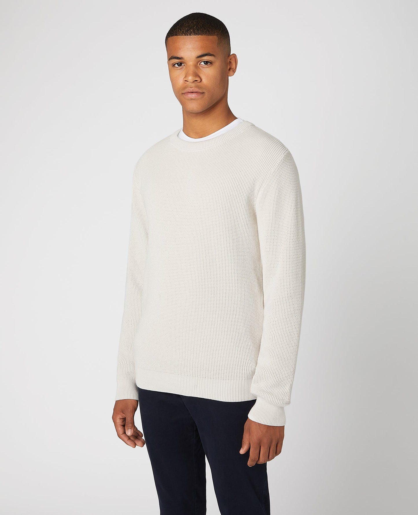 Tapered Fit Cotton-Rich Crew Neck Sweater