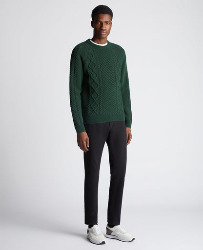 Tapered Fit Wool-Blend Crew Neck Sweater