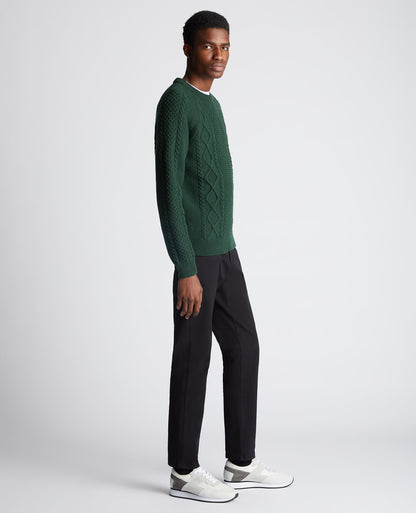 Tapered Fit Wool-Blend Crew Neck Sweater