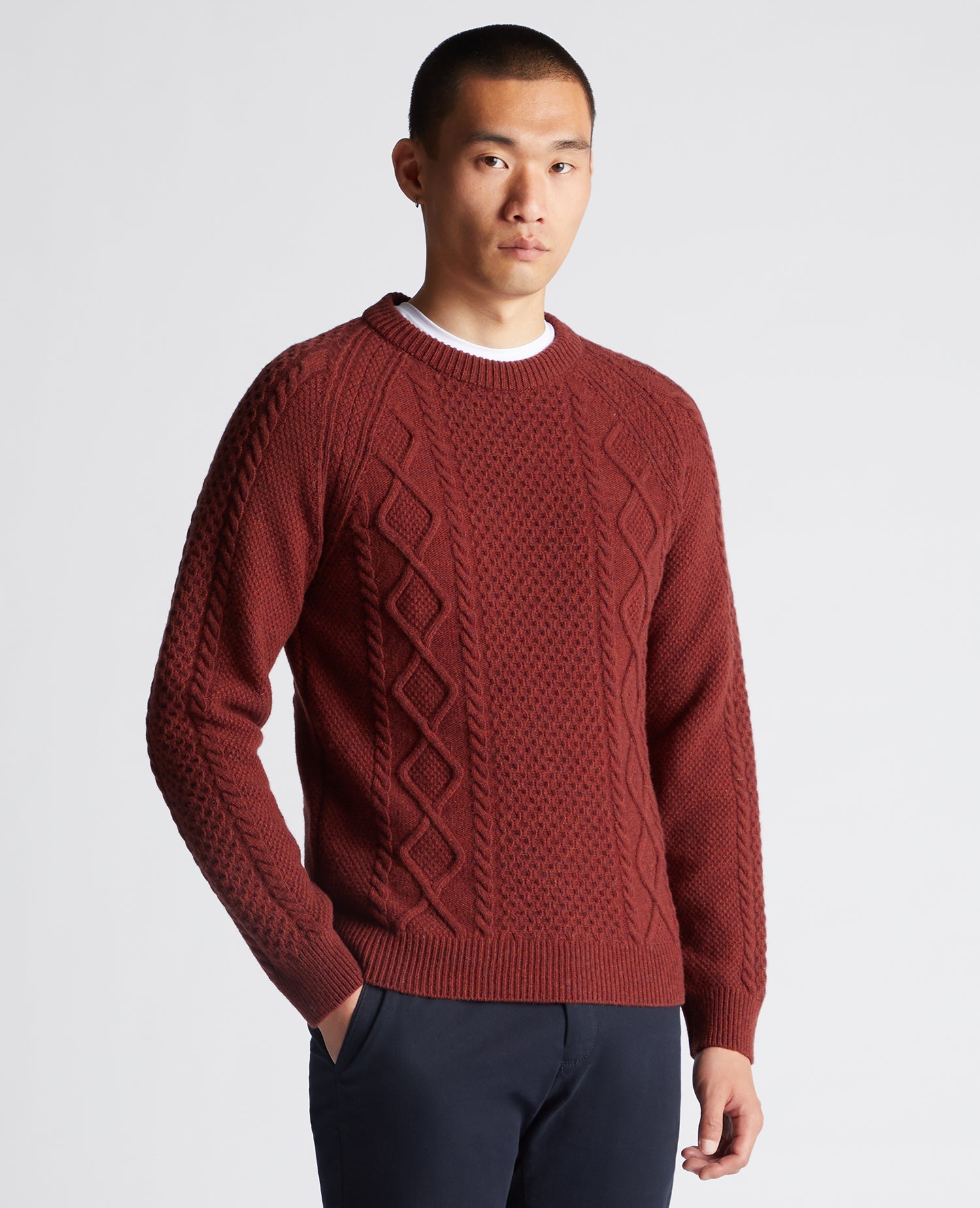 Tapered Fit Wool-Blend Crew Neck Sweater