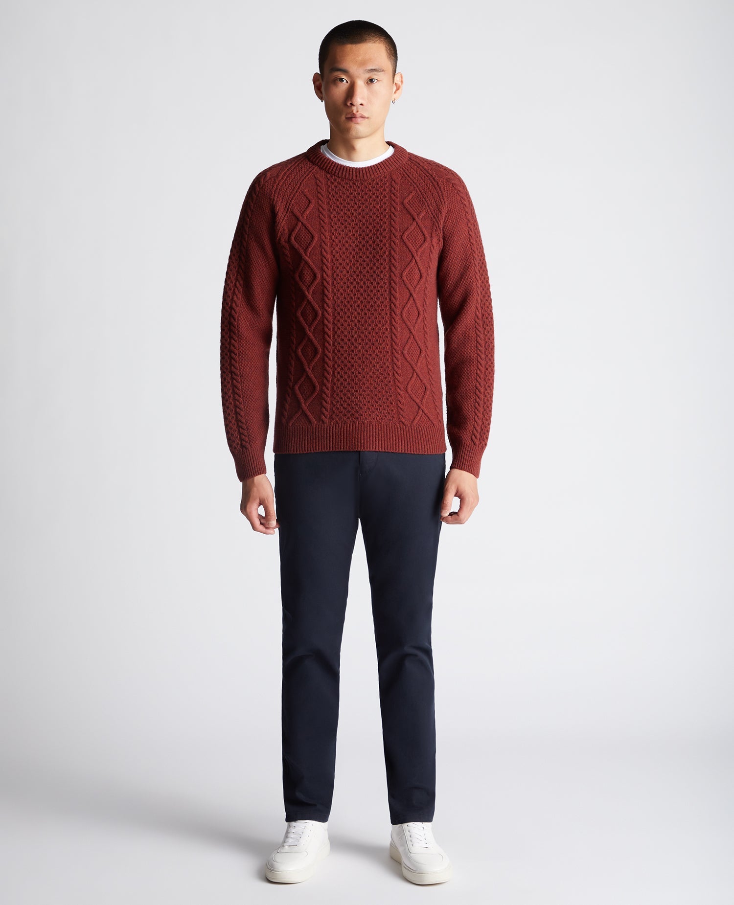 Tapered Fit Wool-Blend Crew Neck Sweater