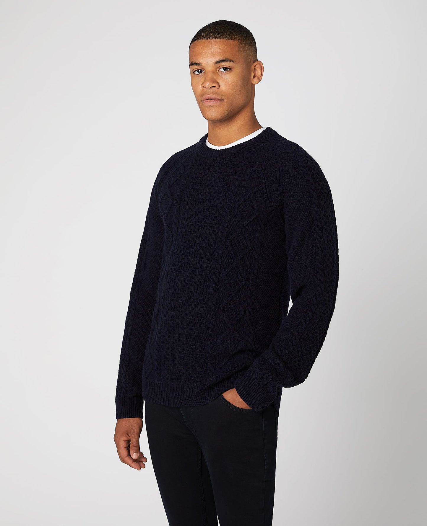 Tapered Fit Wool-Blend Crew Neck Sweater