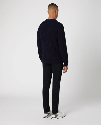 Tapered Fit Wool-Blend Crew Neck Sweater