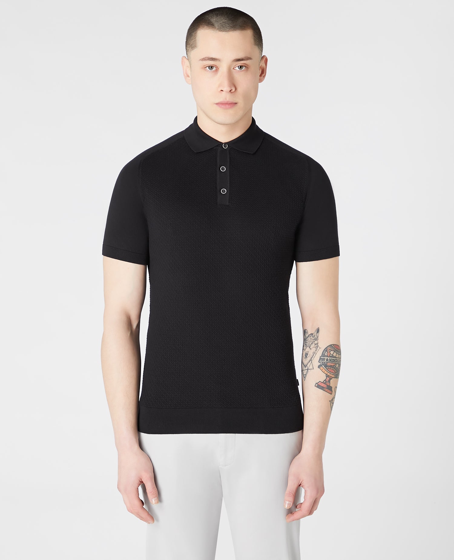 Slim Fit Knitted Cotton Short-Sleeve Polo Shirt