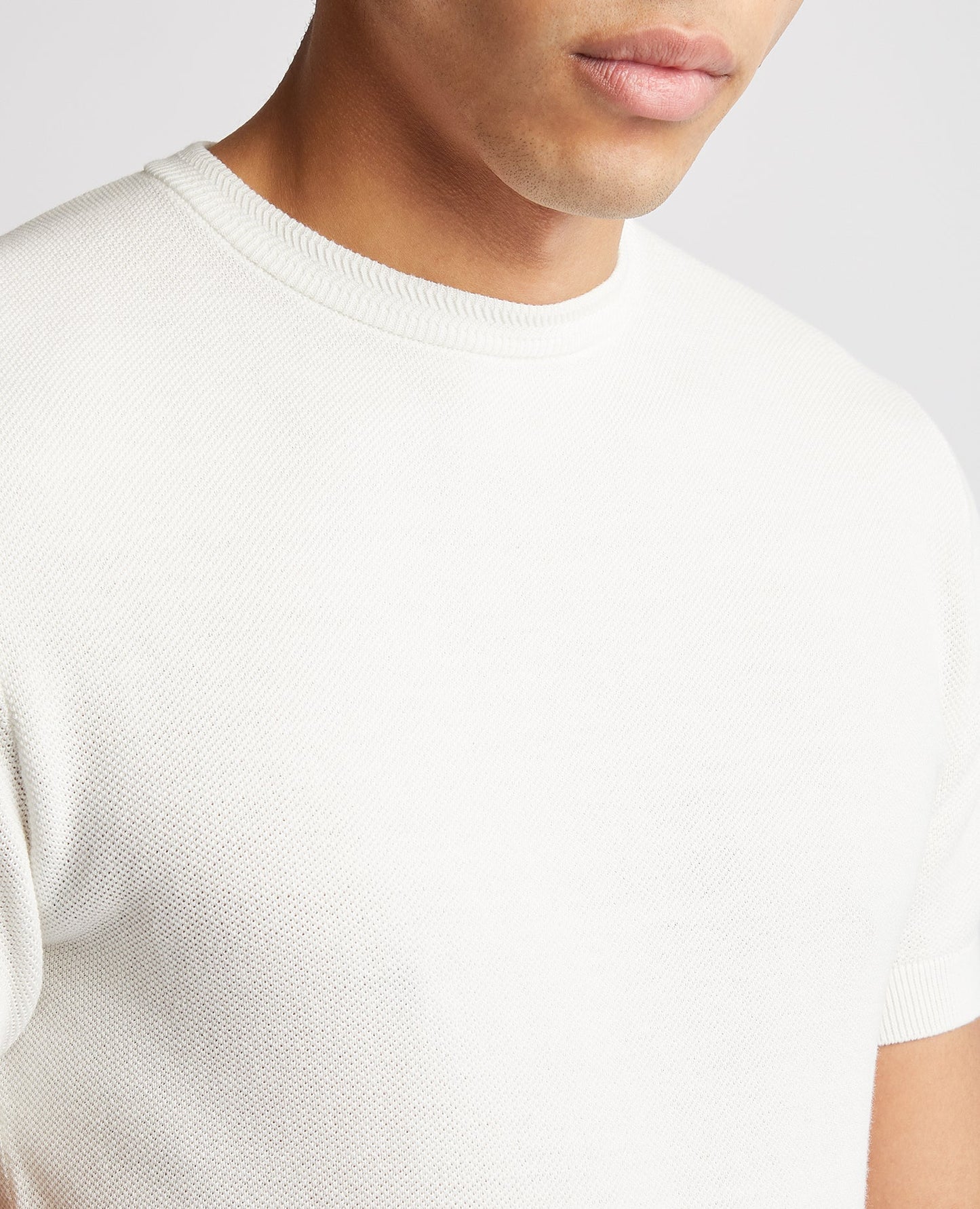 Slim Fit Knitted Cotton Crew Neck Tee