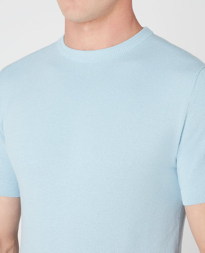 Slim Fit Knitted Cotton Crew Neck Tee