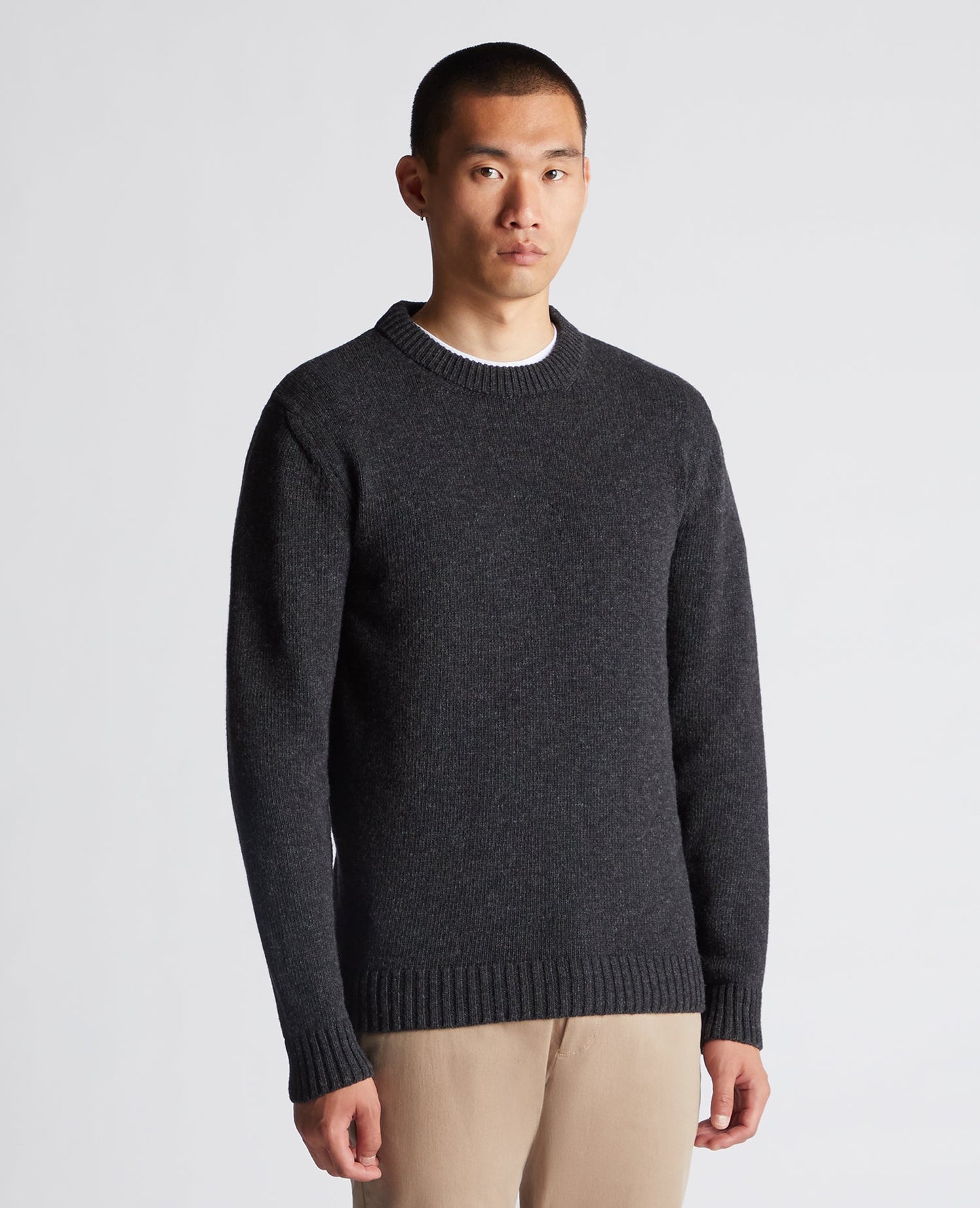 Tapered Fit Wool-Blend Crew Neck Sweater