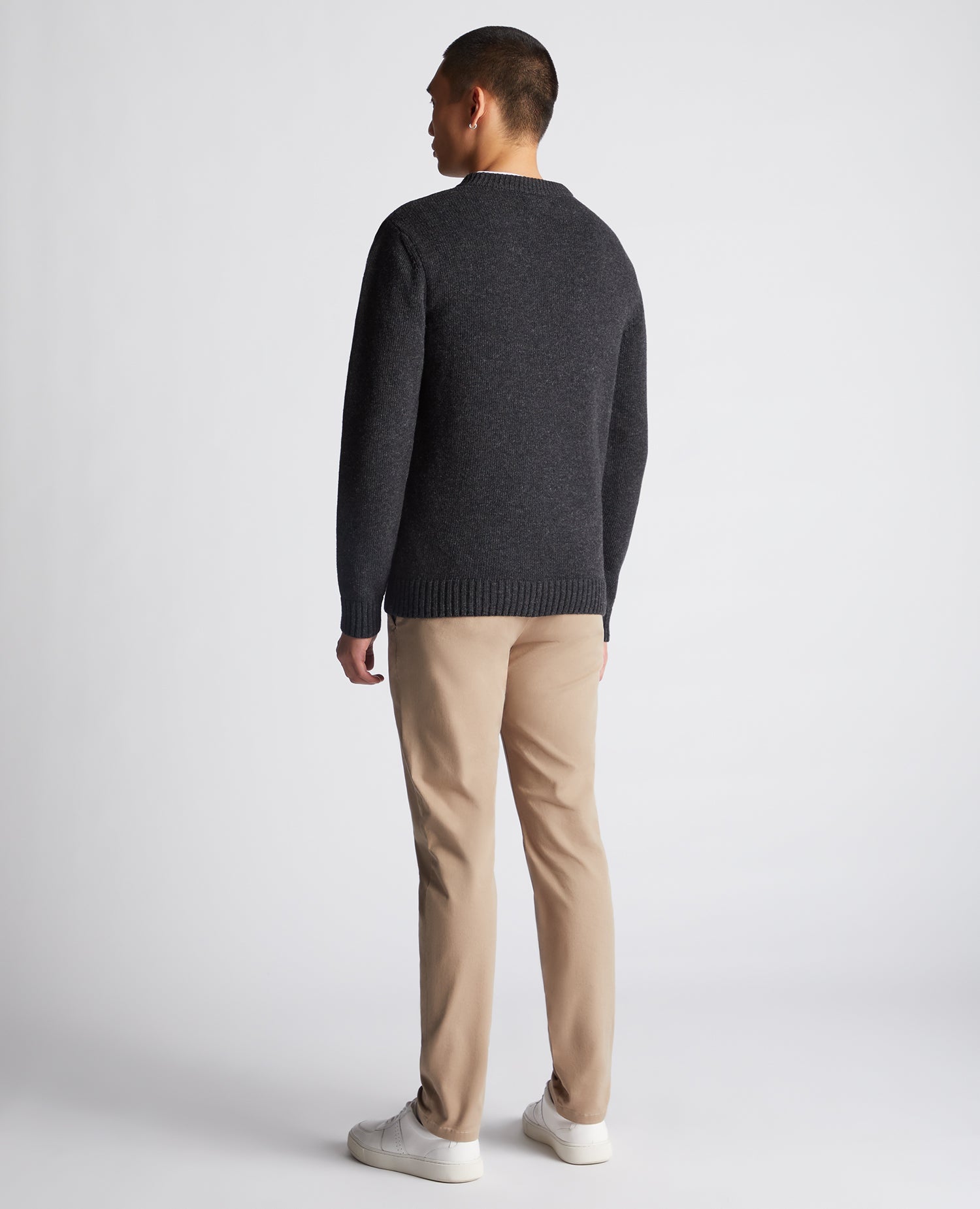 Tapered Fit Wool-Blend Crew Neck Sweater