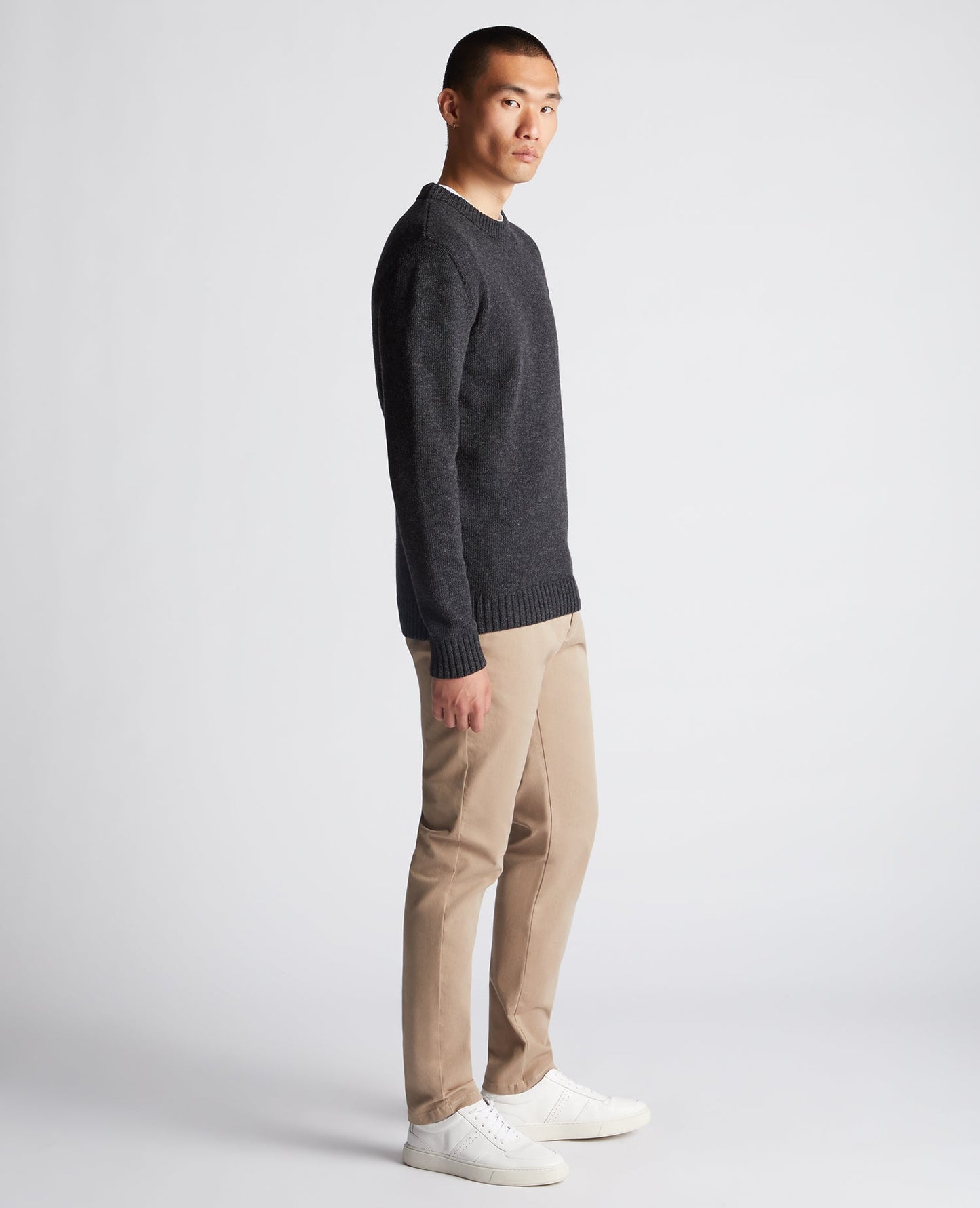 Tapered Fit Wool-Blend Crew Neck Sweater