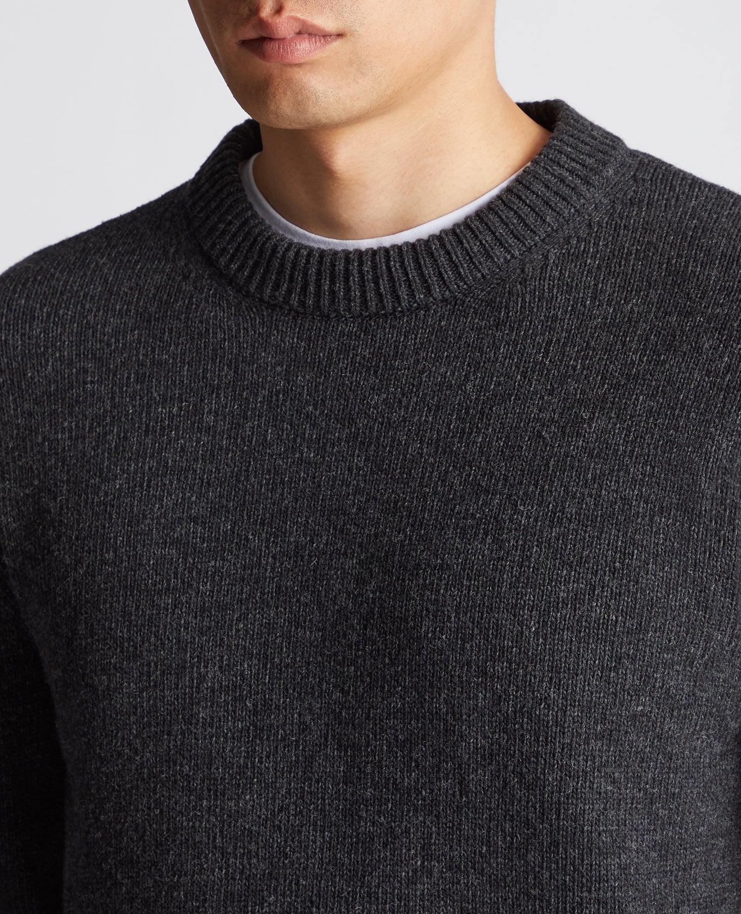 Tapered Fit Wool-Blend Crew Neck Sweater