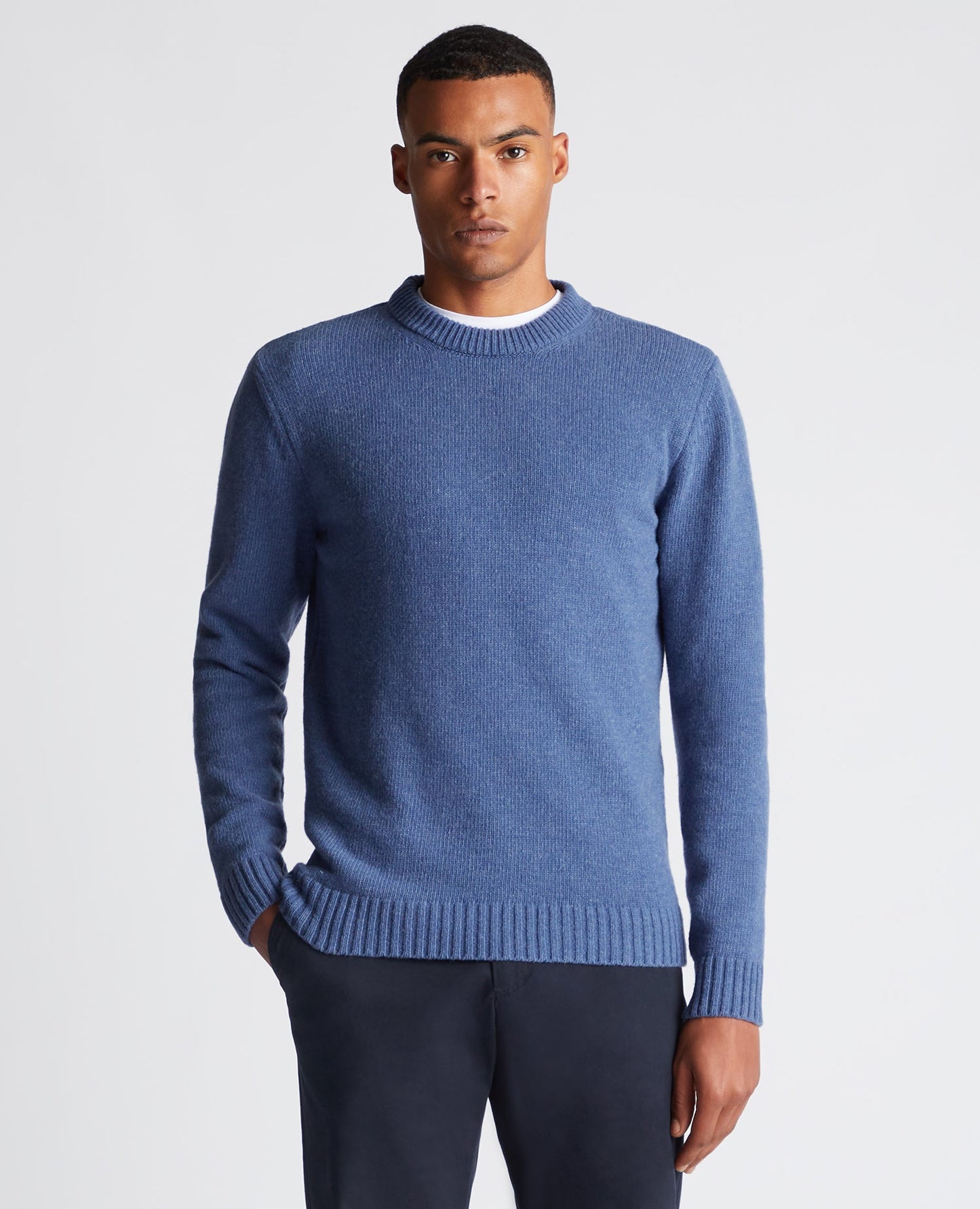 Tapered Fit Wool-Blend Crew Neck Sweater