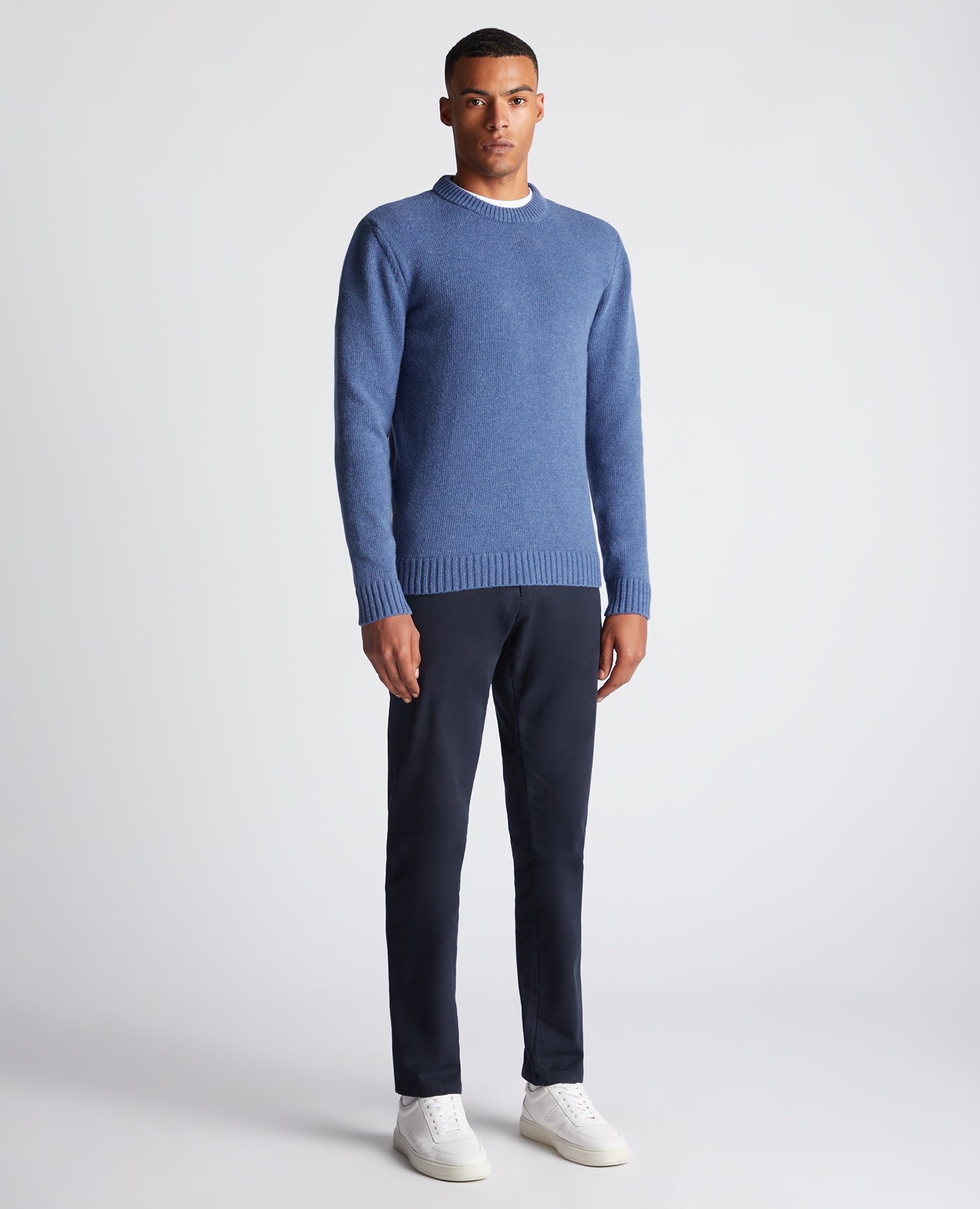 Tapered Fit Wool-Blend Crew Neck Sweater