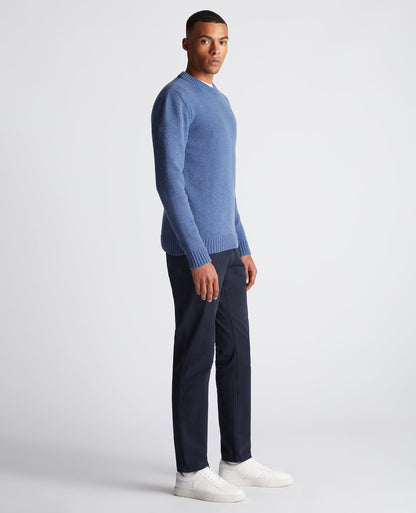 Tapered Fit Wool-Blend Crew Neck Sweater