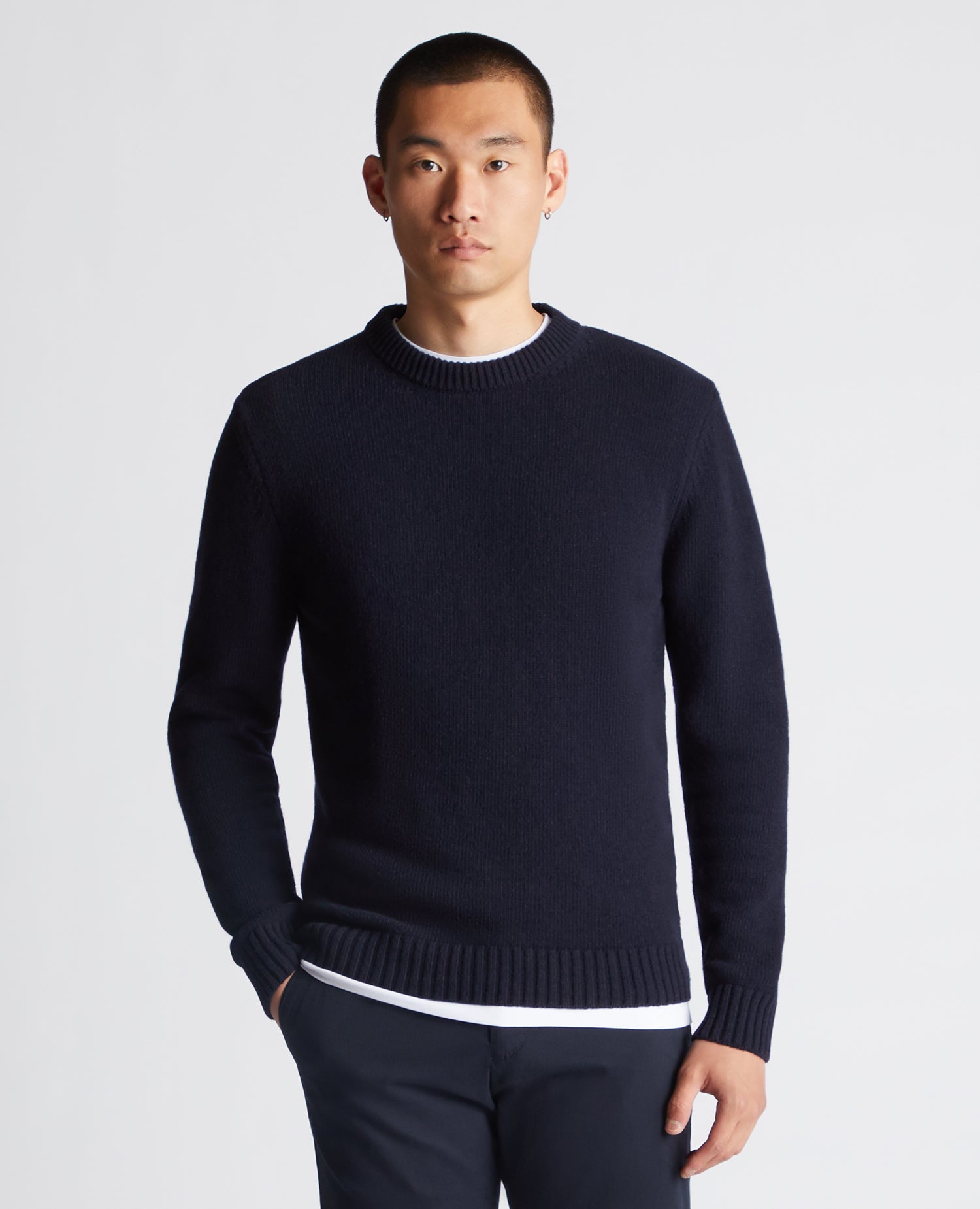 Tapered Fit Wool-Blend Crew Neck Sweater