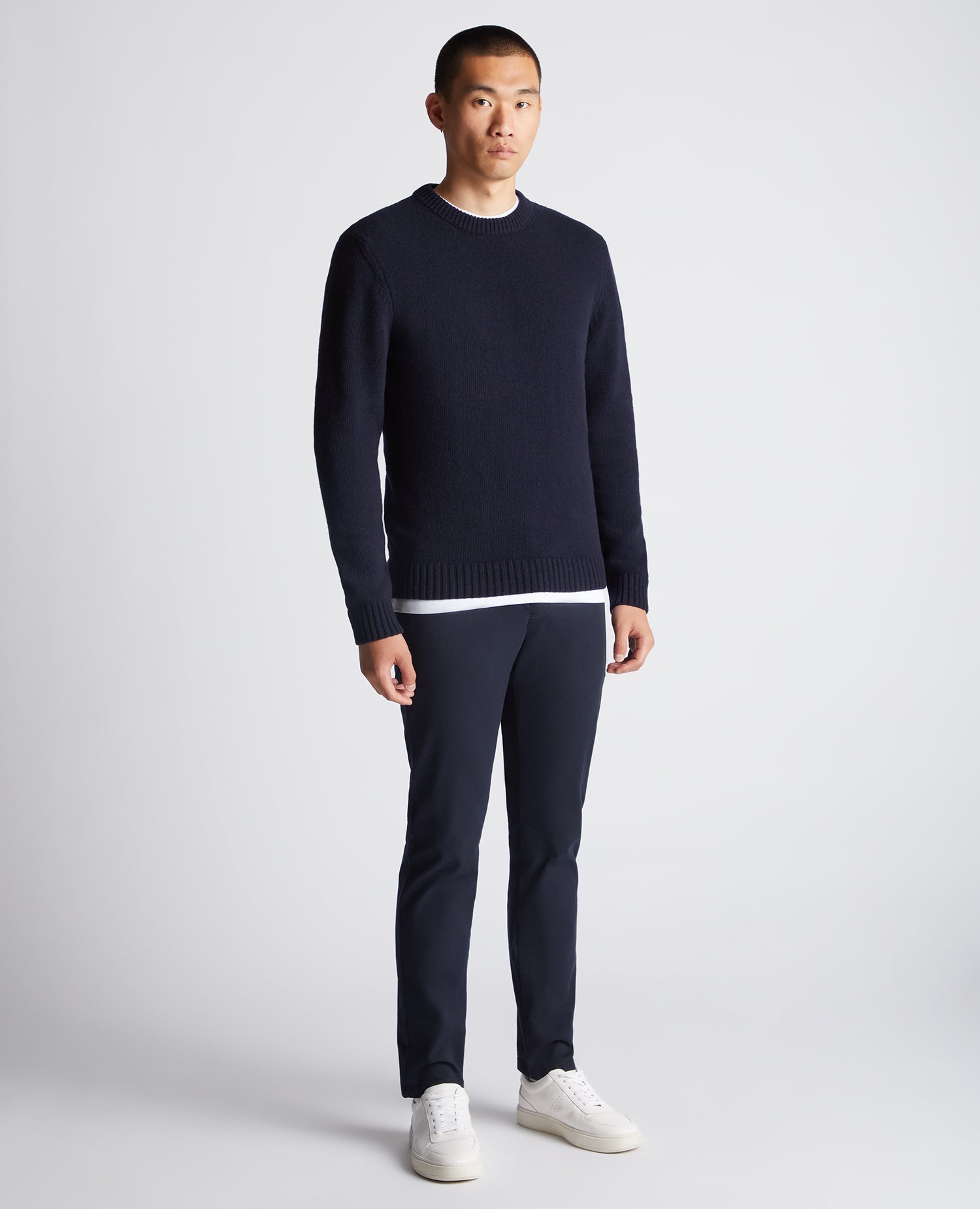 Tapered Fit Wool-Blend Crew Neck Sweater