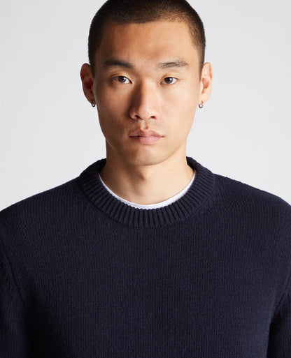 Tapered Fit Wool-Blend Crew Neck Sweater