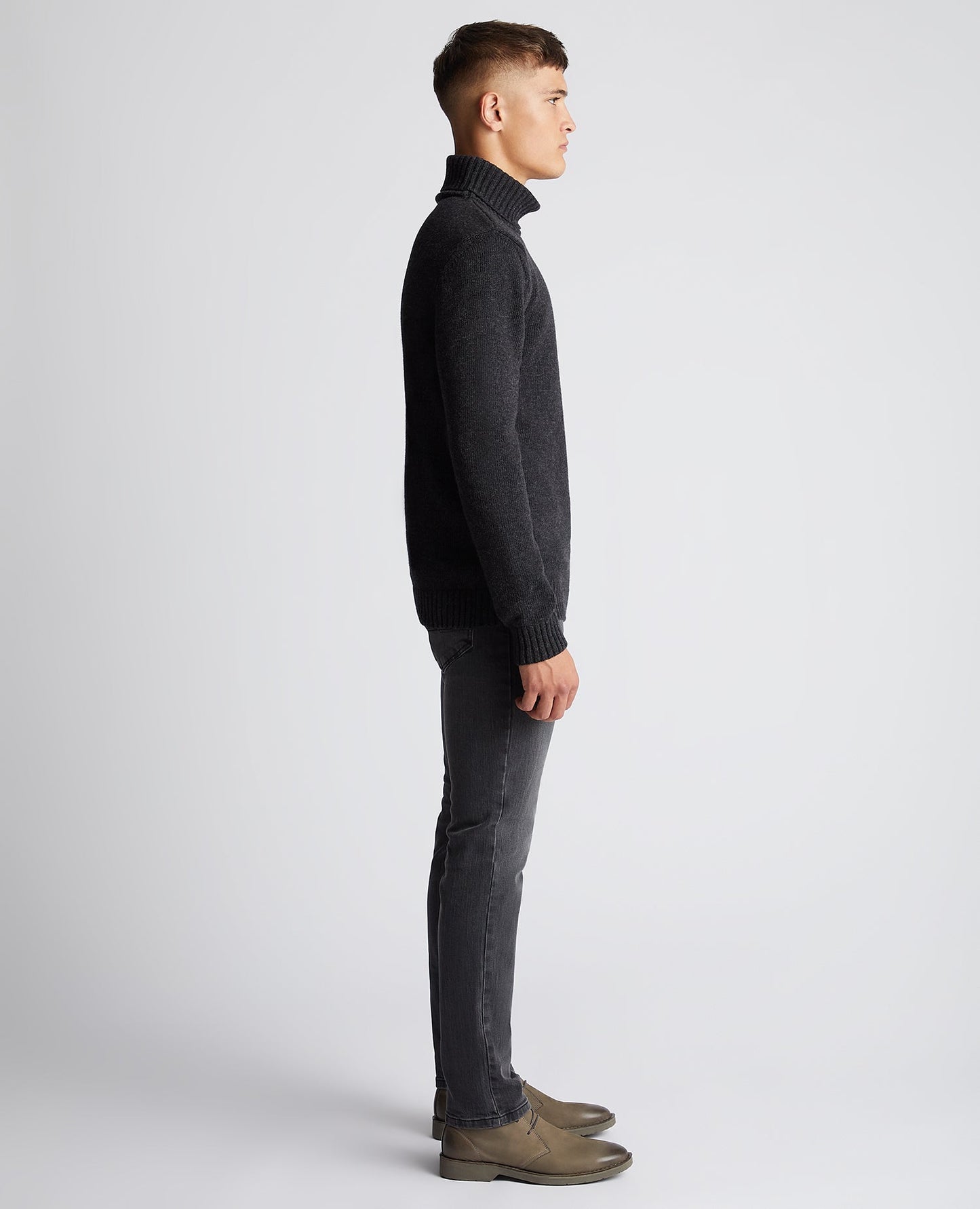 Tapered Fit Wool-Blend Crew Neck Sweater