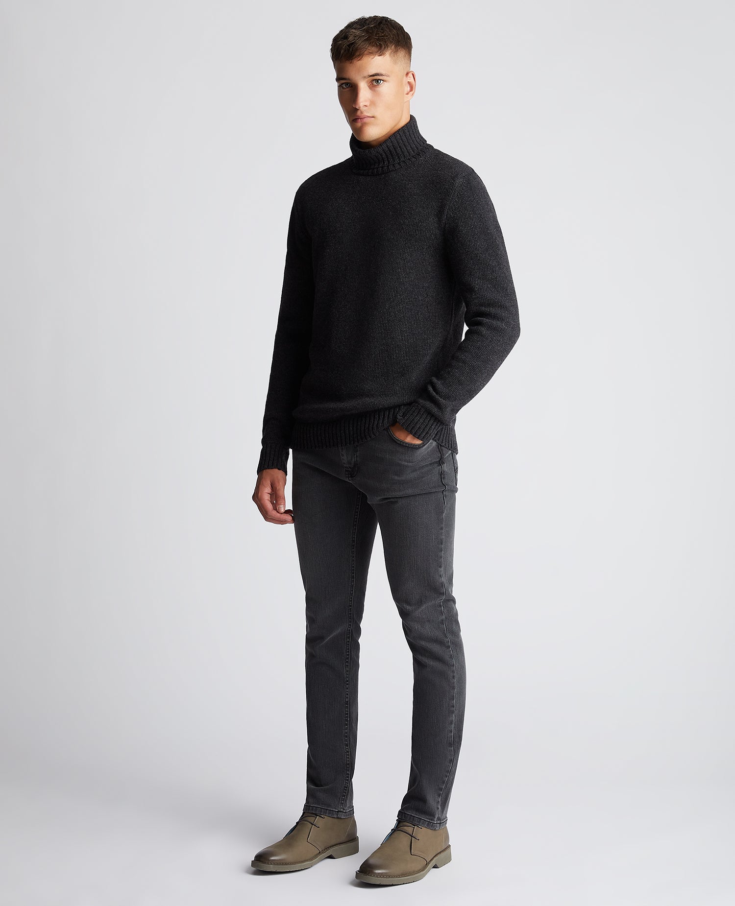 Tapered Fit Wool-Blend Crew Neck Sweater