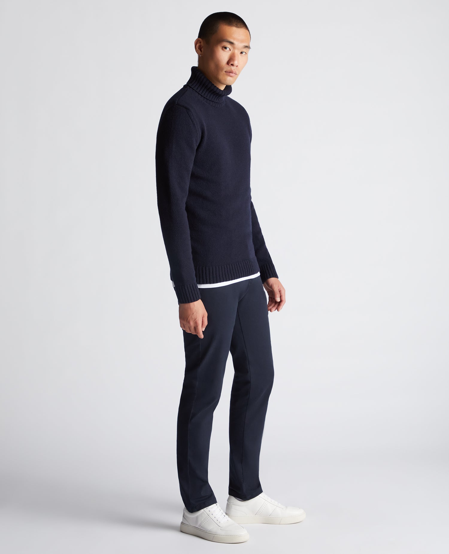 Tapered Fit Wool-Blend Crew Neck Sweater