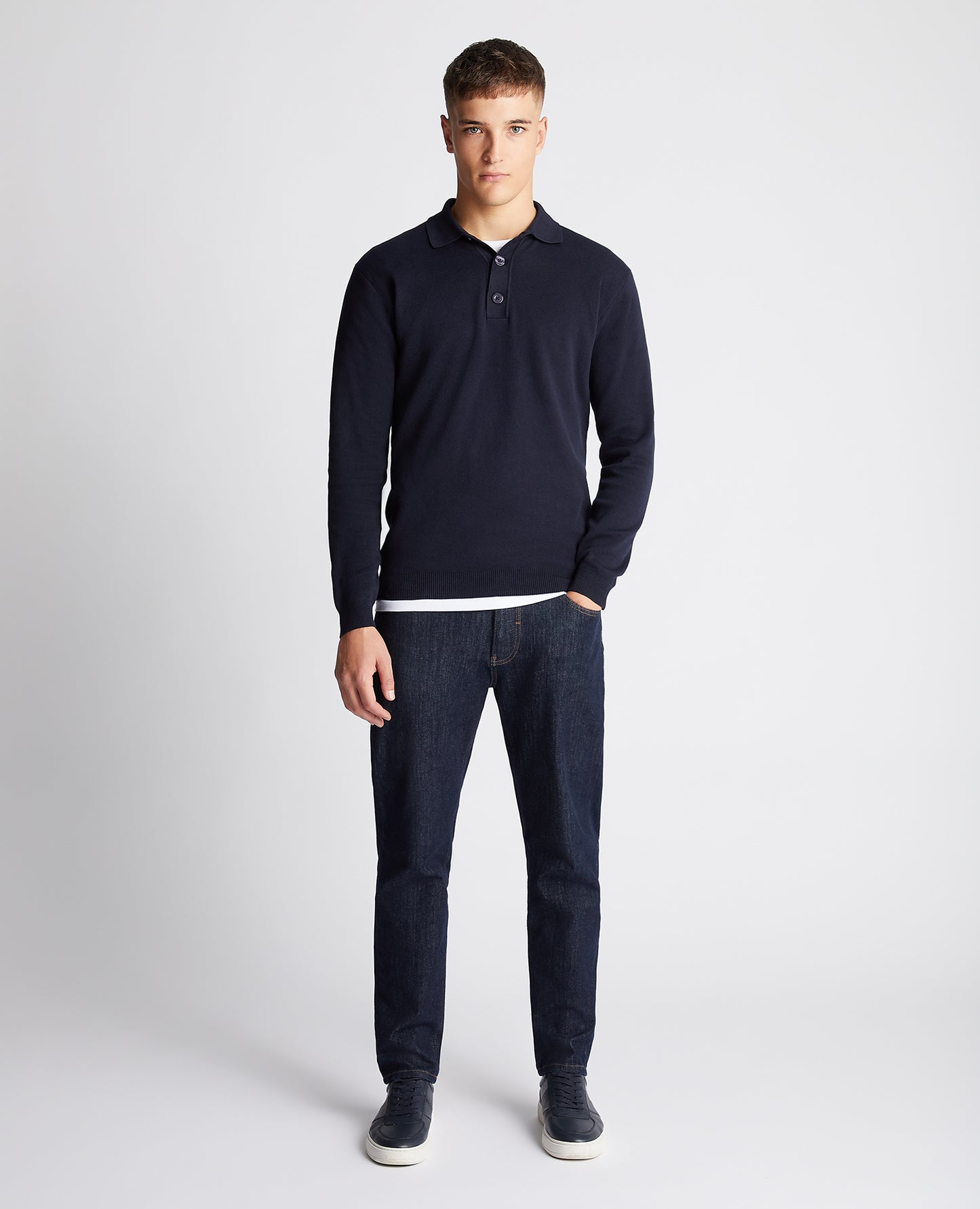 Relaxed Fit Long Sleeve Polo