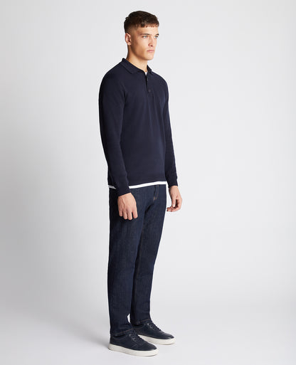 Relaxed Fit Long Sleeve Polo