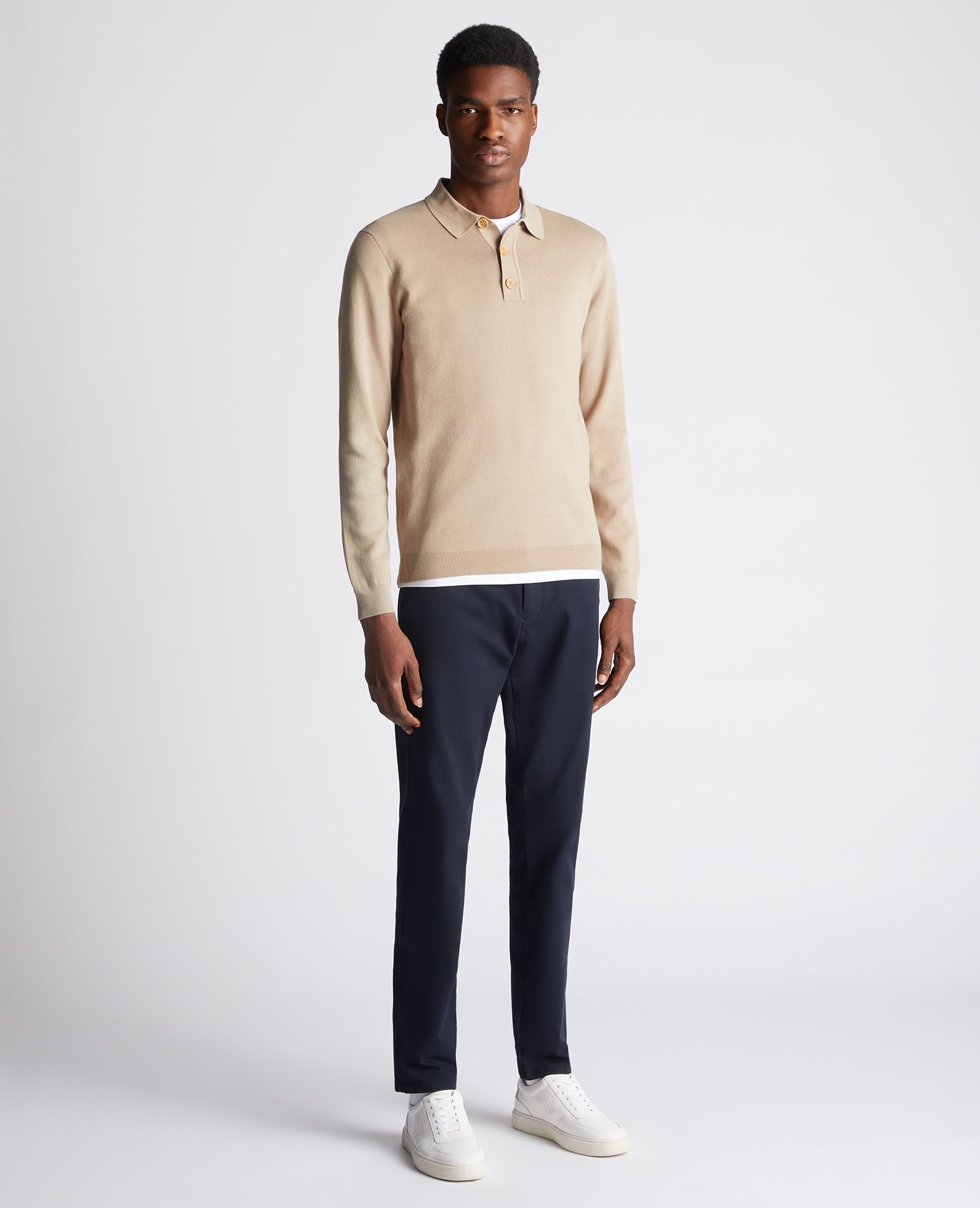 Relaxed Fit Long Sleeve Polo