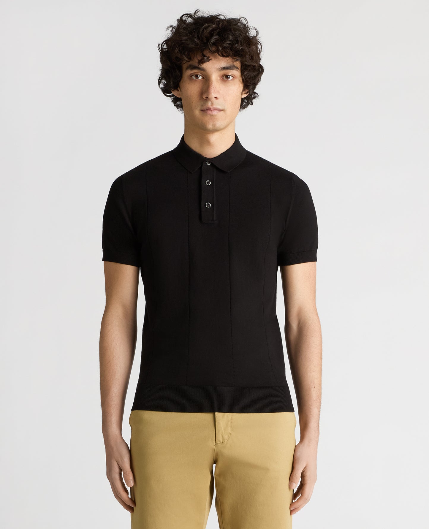 Slim Fit Knitted Cotton Short-Sleeve Polo