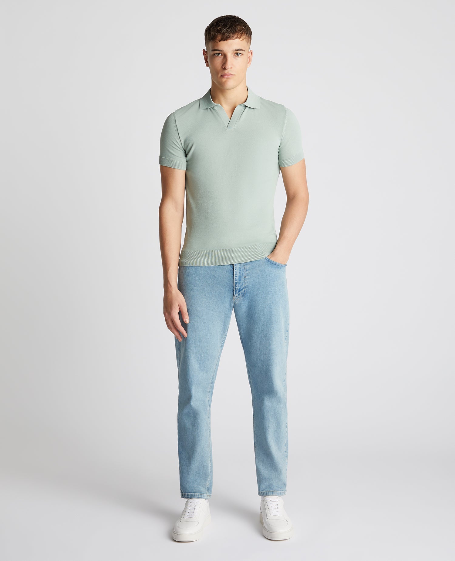 Knitted Short-Sleeve Polo