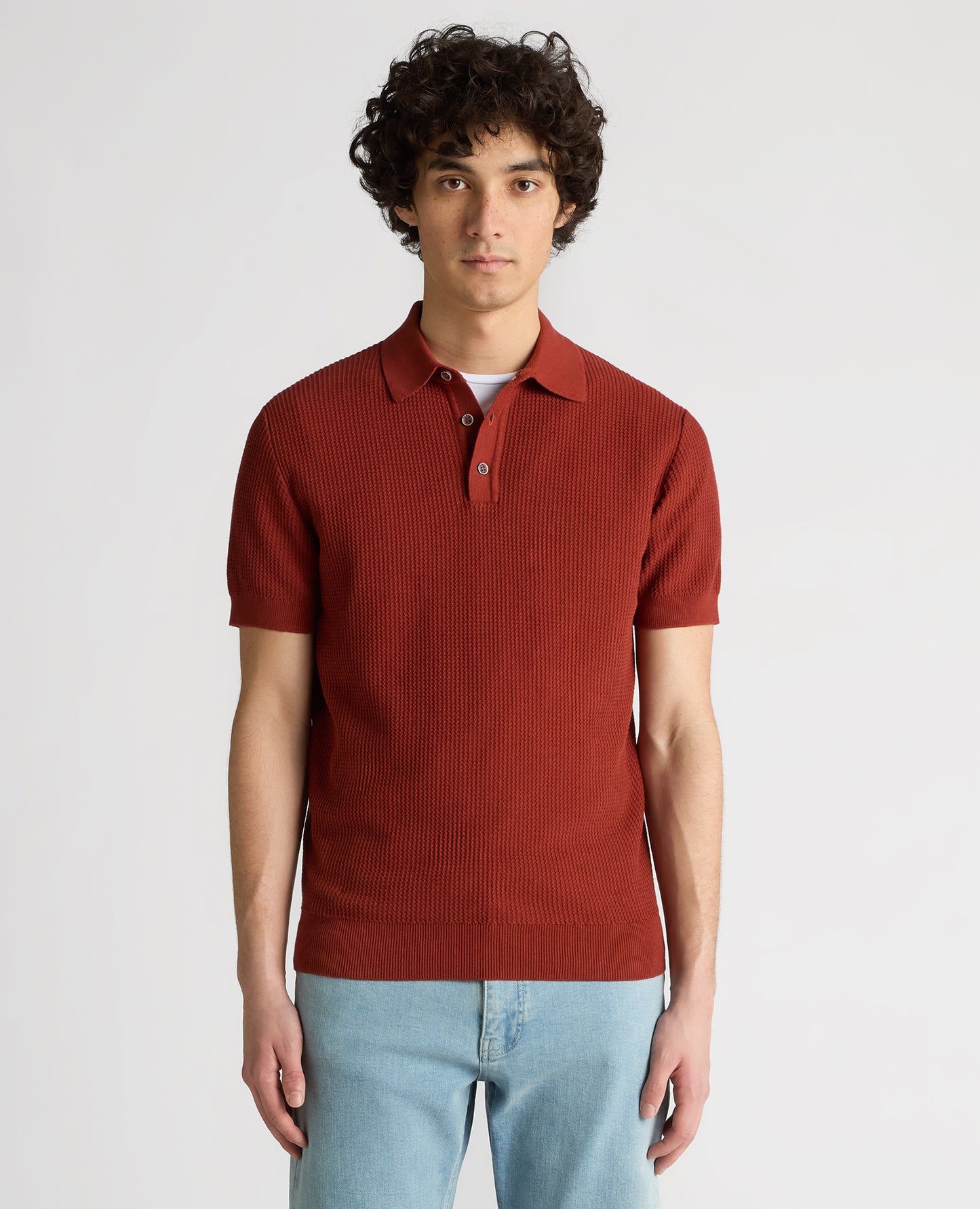 Slim Fit Cotton Interest Fabric Polo Shirt