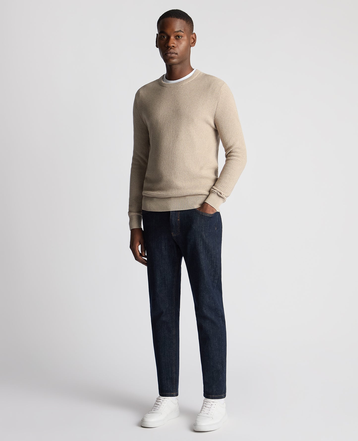 Tapered Fit Cotton Crew Neck Sweater