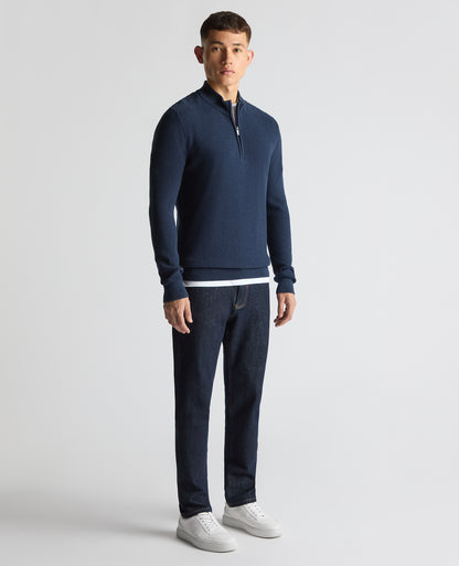 Tapered Fit Cotton Half Zip Sweater