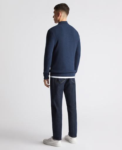 Tapered Fit Cotton Half Zip Sweater