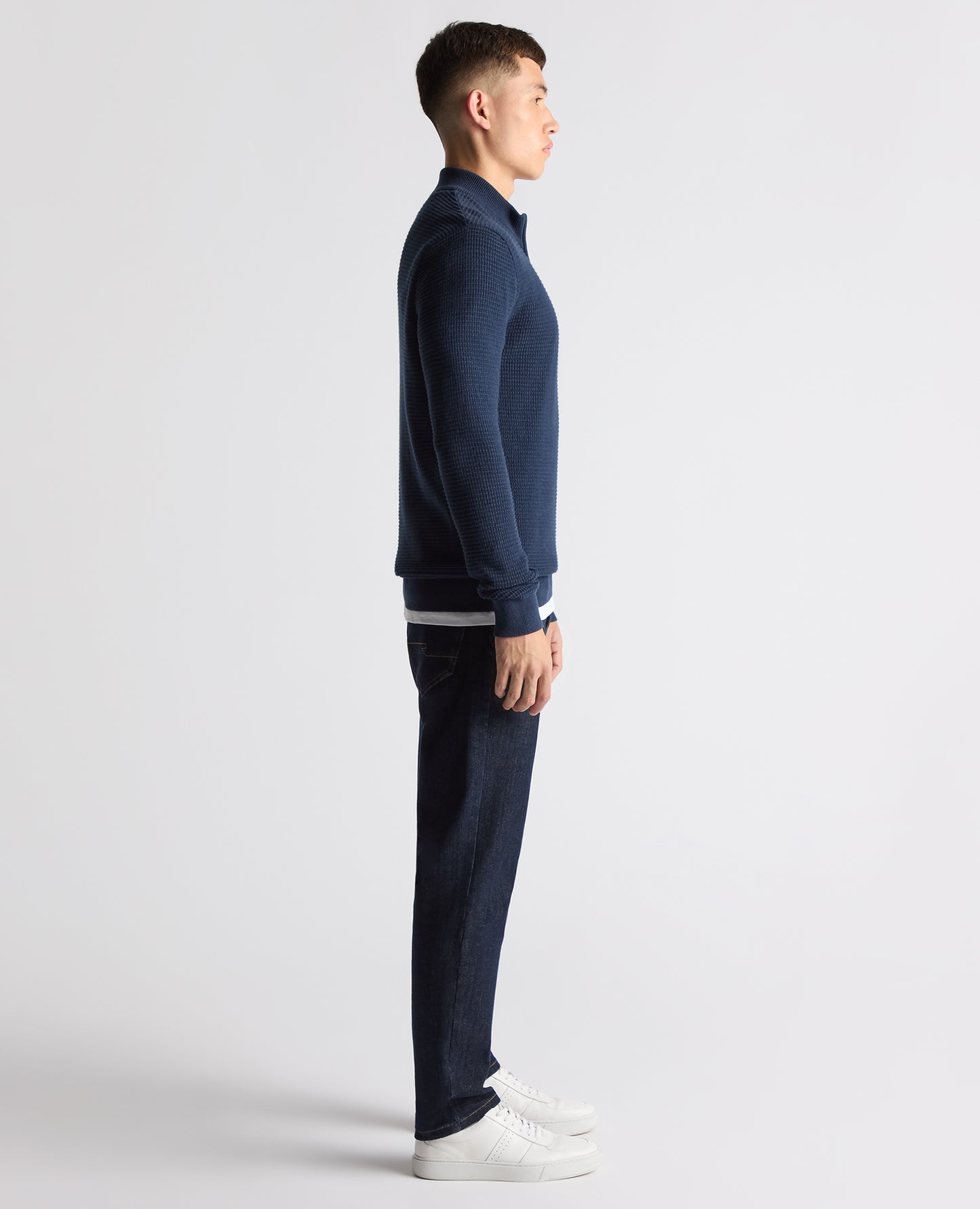 Tapered Fit Cotton Half Zip Sweater