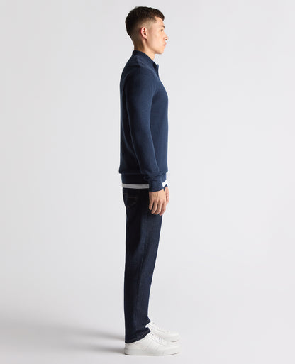 Tapered Fit Cotton Half Zip Sweater