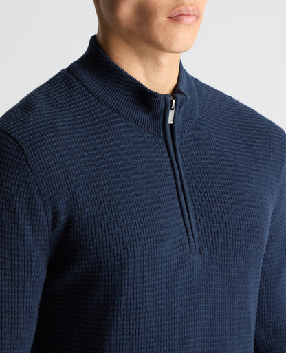 Tapered Fit Cotton Half Zip Sweater