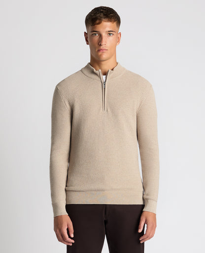 Tapered Fit Cotton Half Zip Sweater