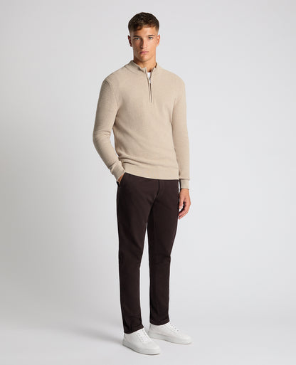 Tapered Fit Cotton Half Zip Sweater