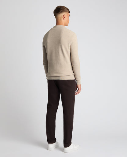 Tapered Fit Cotton Half Zip Sweater