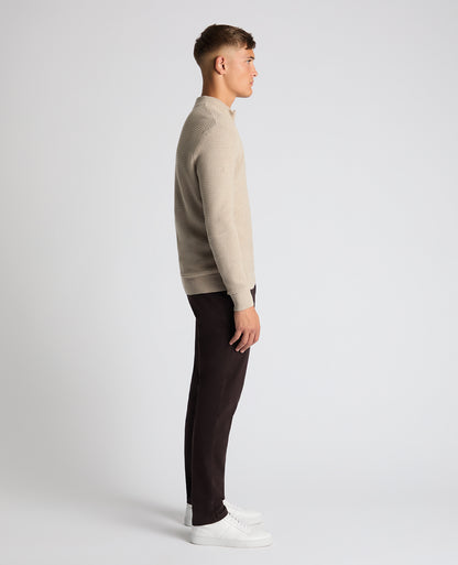 Tapered Fit Cotton Half Zip Sweater