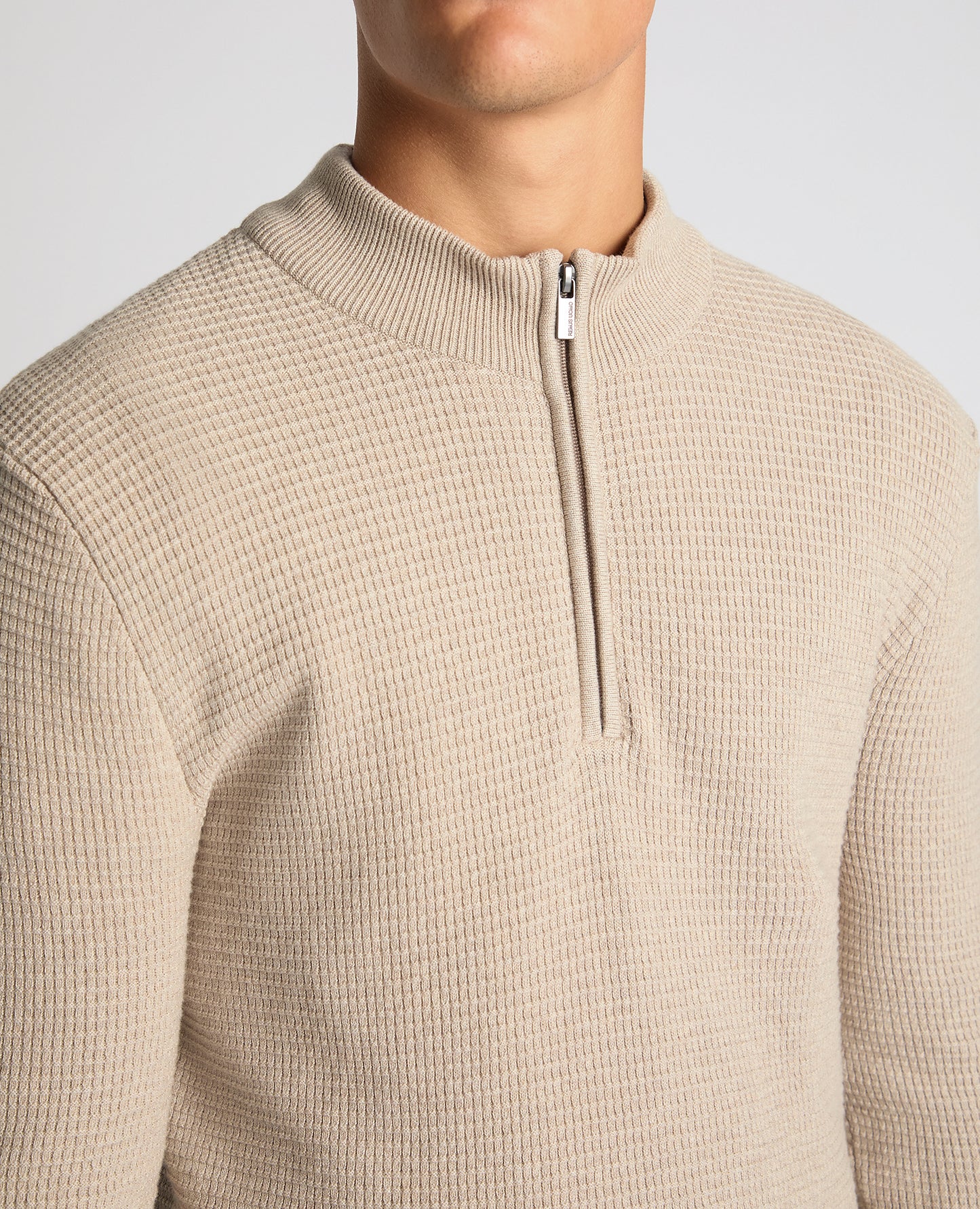 Tapered Fit Cotton Half Zip Sweater