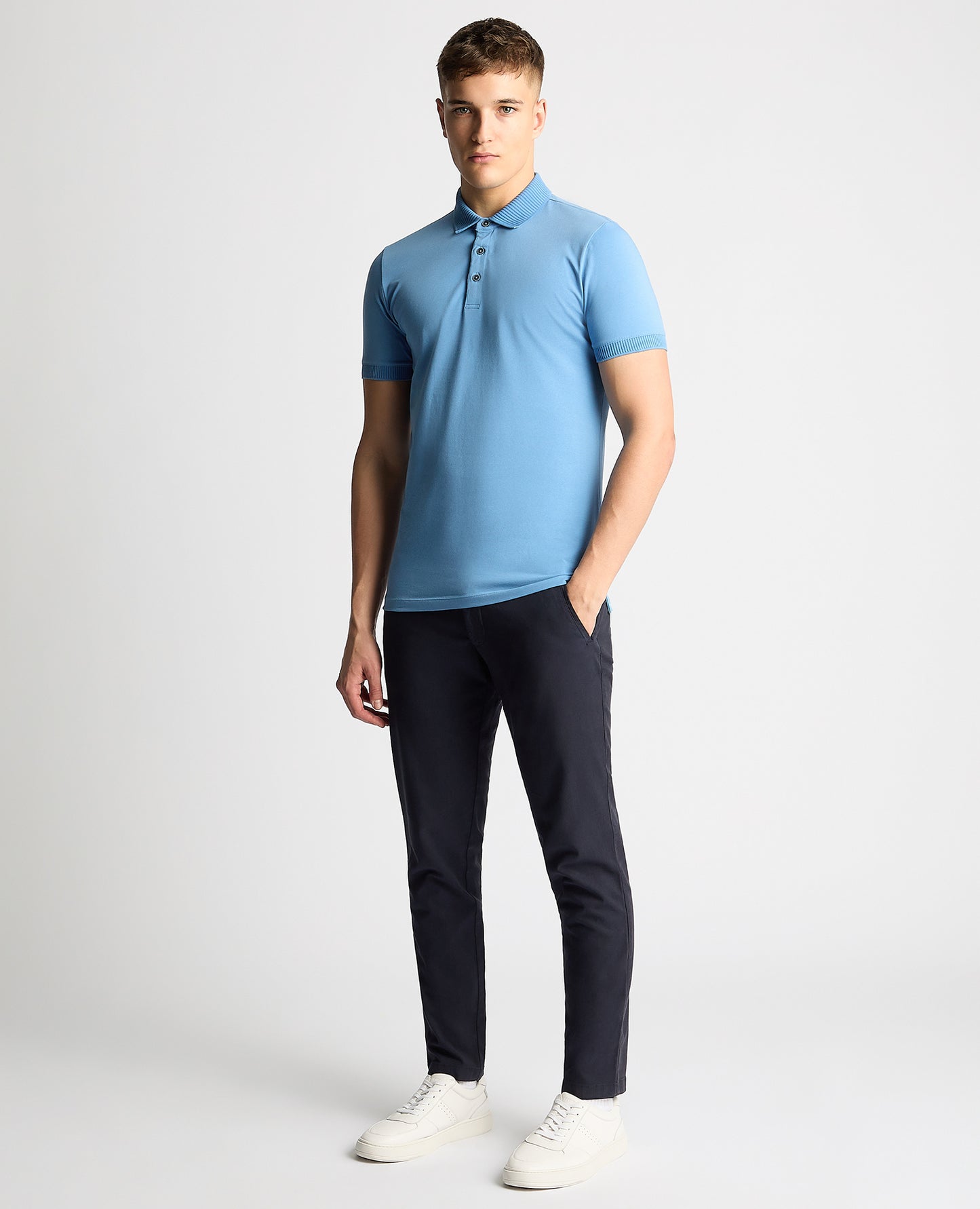 Tapered Fit Cotton-Stretch Polo Shirt