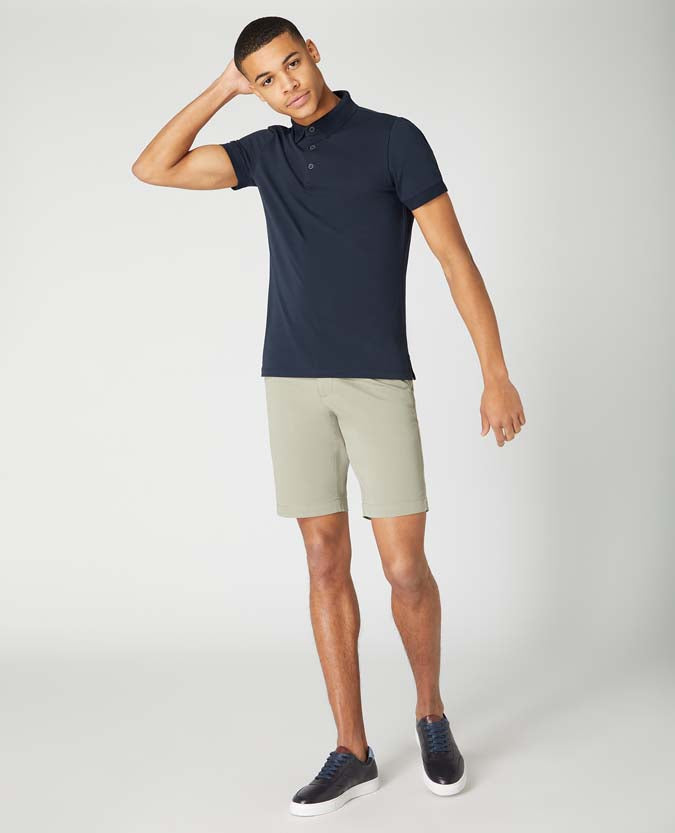 Tapered Fit Cotton-Stretch Polo Shirt