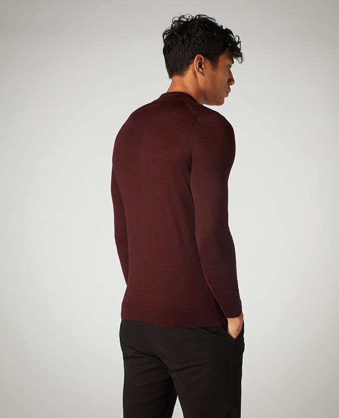 Slim Fit Merino Wool-Blend Long Sleeve Polo Shirt