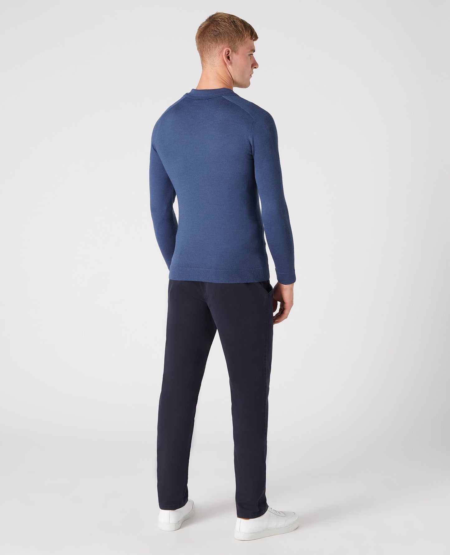 Slim Fit Merino Wool-Blend Long Sleeve Knitted Polo