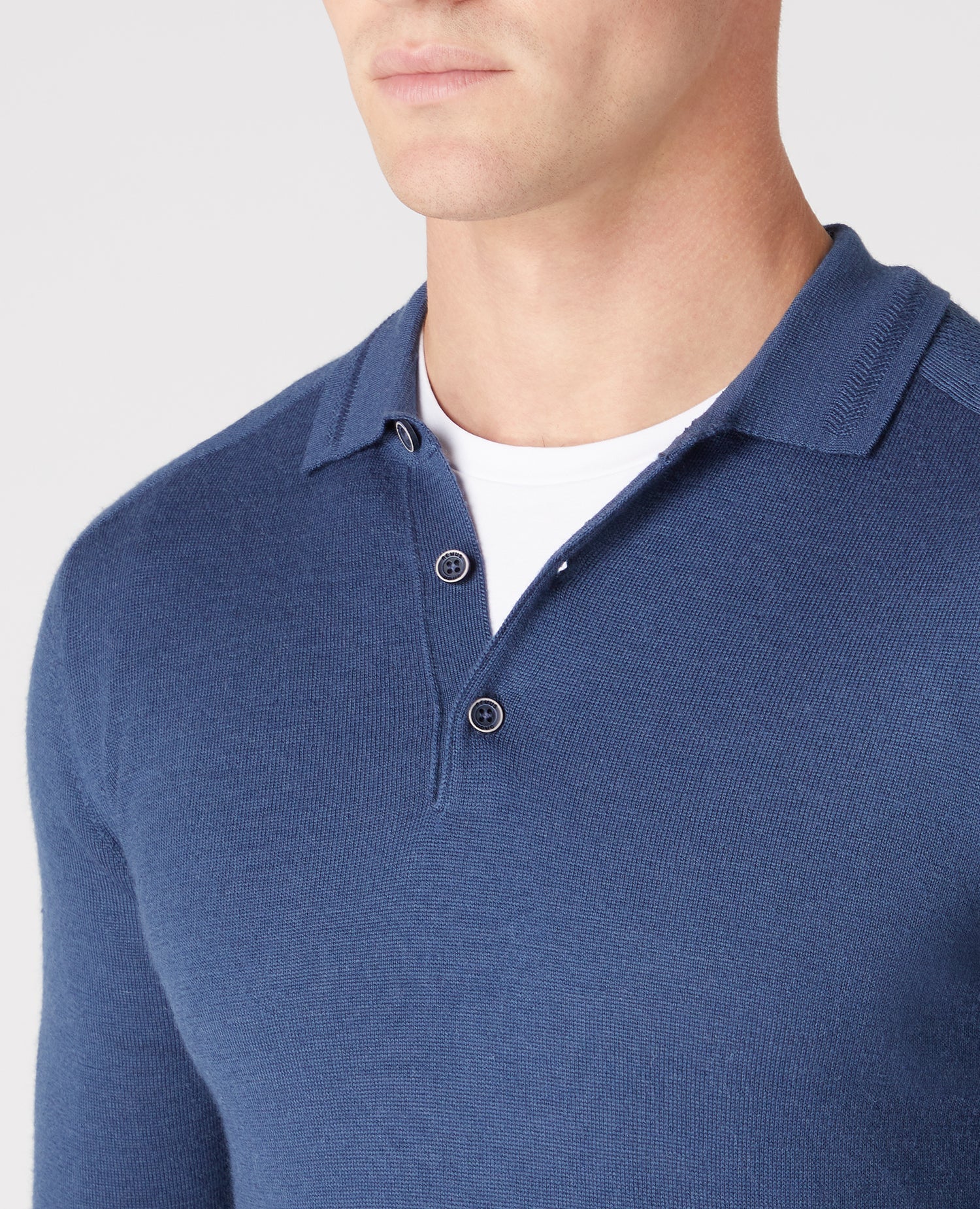 Slim Fit Merino Wool-Blend Long Sleeve Knitted Polo